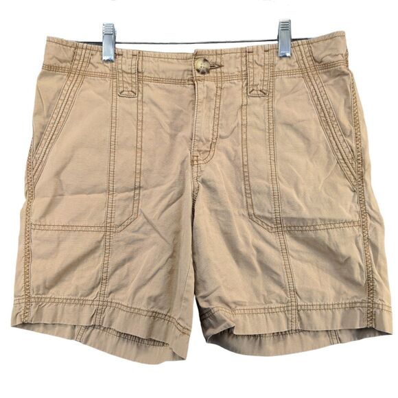 Eddie Bauer Women's Chino Shorts Tan Size 8 100% Cotton Slash Pockets - Picture 1 of 11